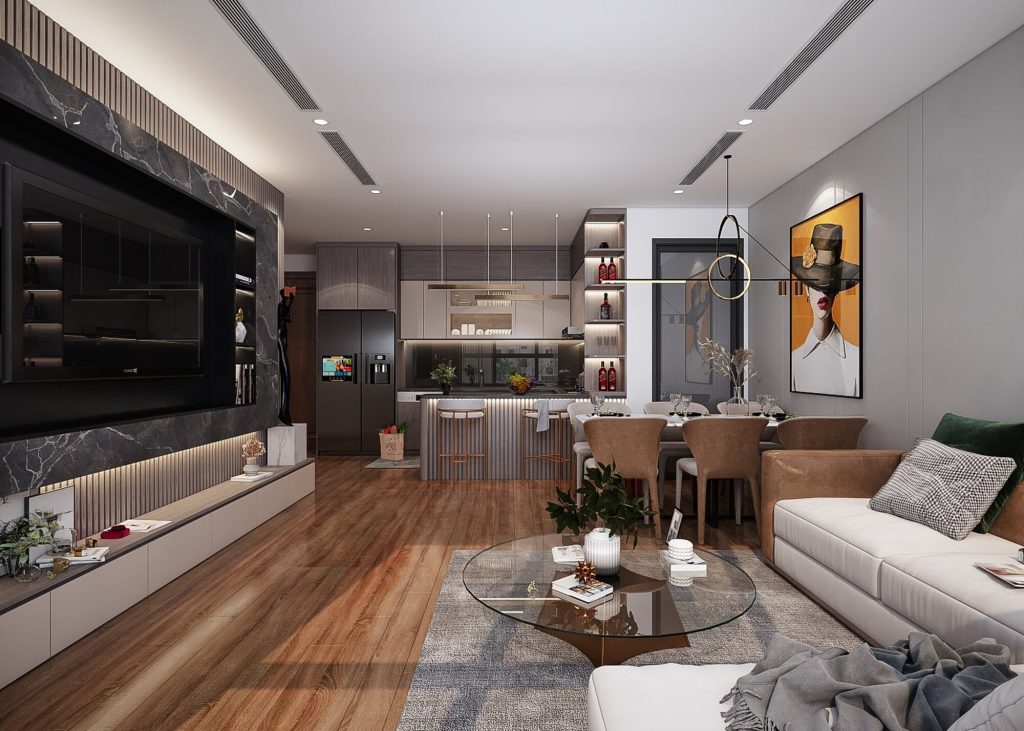 Thiết kế 4 Phối cảnh khu vực Bếp tại căn hộ dự án Vinhomes Giảng Võ